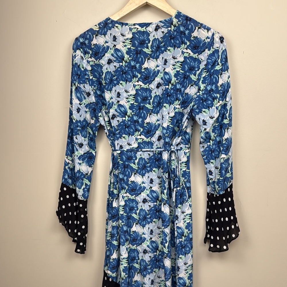 RIXO LONDON BONNIE CONTRAST FLORAL/SPOT wrap MAXI DRESS small - Picture 11 of 14